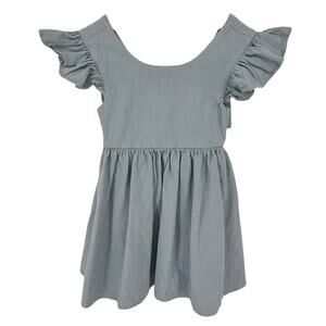 Toddler Girl Dress Open Back Bow Size 90 (24m/2T) Slate Blue 100% Cotton